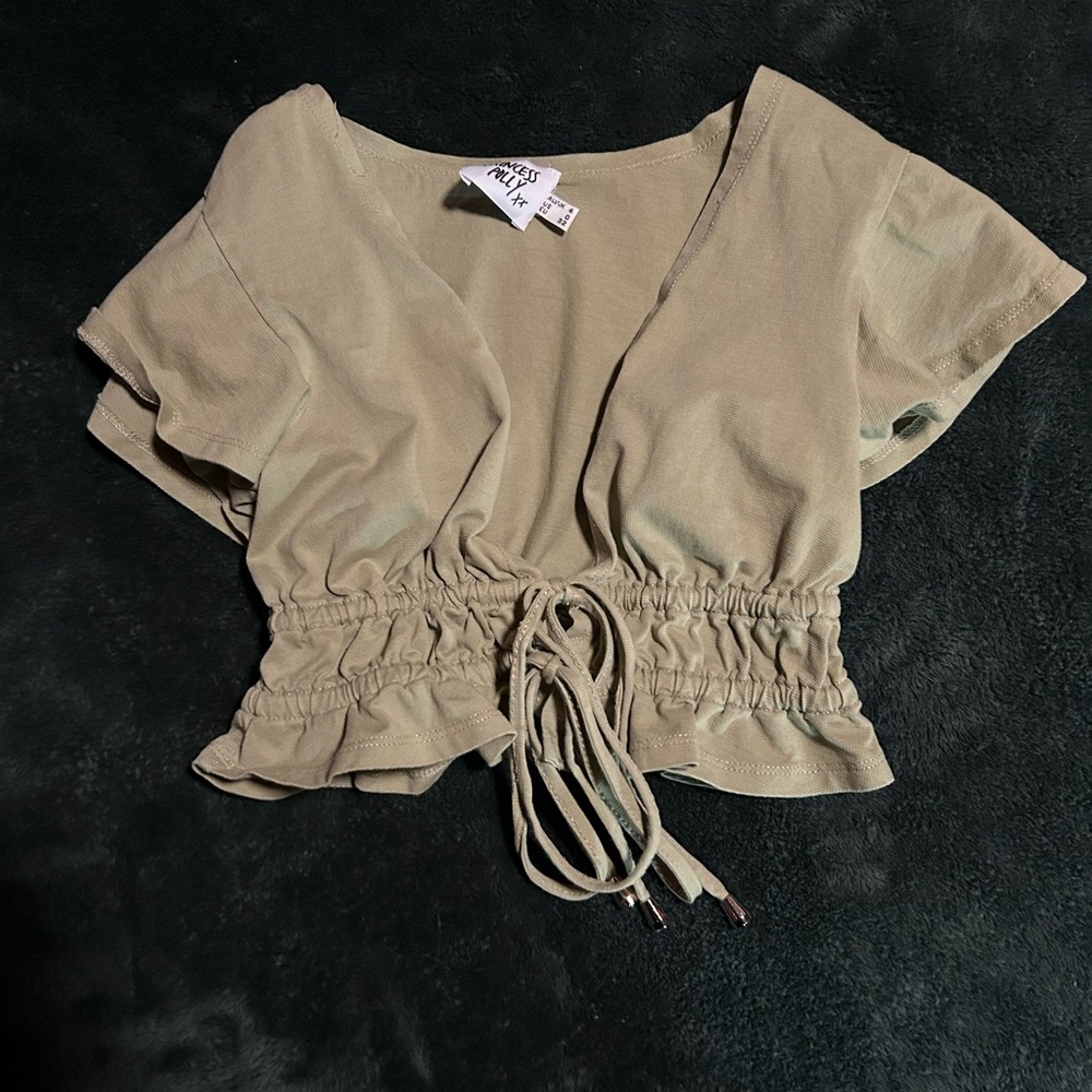 Princess Polly Sage Green Crop Top